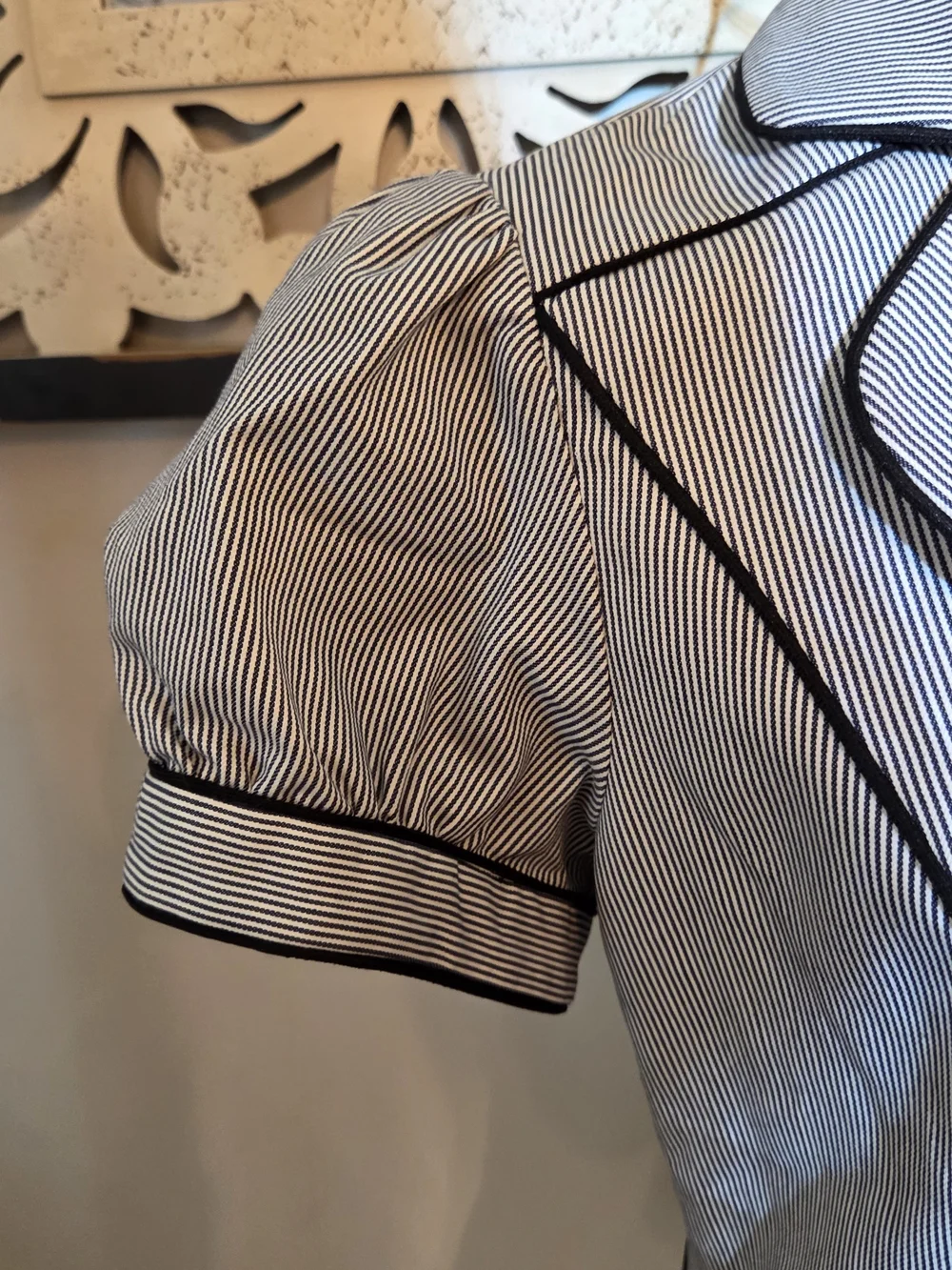 Nine West Light Blue Pinstripe Short-Sleeve Blazer & Wide-Leg Pants